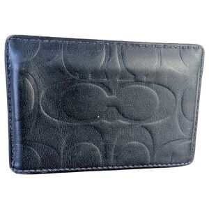 Coach Black Leather Signature C Slim Wallet Card Holder Y2K Minimalist